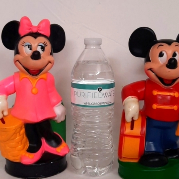 Vintage 1970s Mickey Mouse And Minnie Mouse 10 Inch Plastic Bank Set - Picture 12 of 12